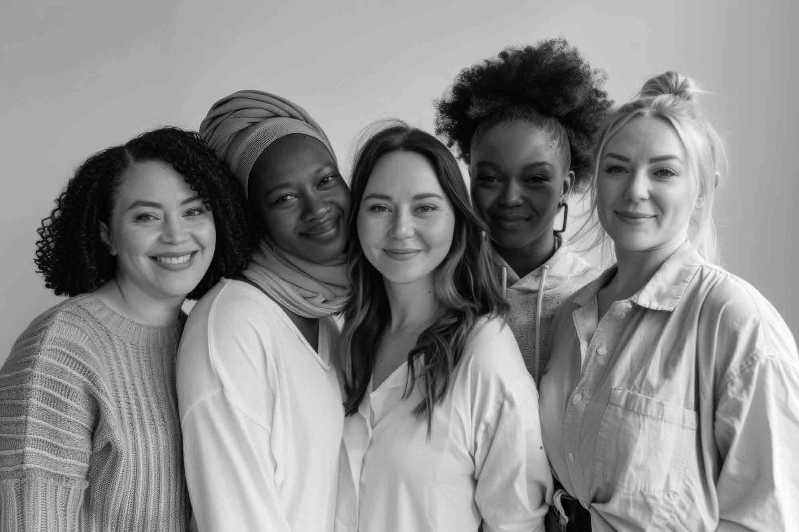 Grupo diverso de mujeres sonriendo